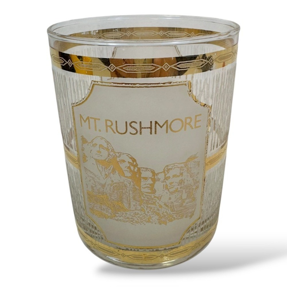 Vintage Culver Mt Rushmore 22k Gold Trim Glass Souvenir Drinking Tumbler
